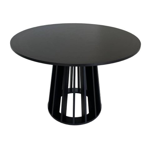 Mesa de Jantar Redonda 120cm 6 Lugares Gabi MDF Preto - Straub Web