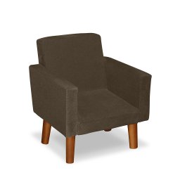 Mini Poltrona Cadeira Infantil Nina de Criança Suede Marrom Pés Palito - 5