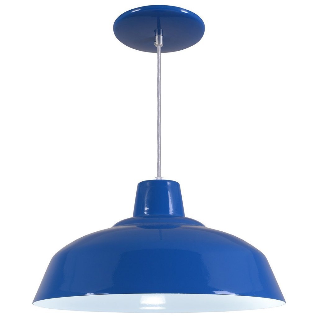 Pendente Retrô 34cm Luminária Lustre Alumínio Azul Royal - T&T Iluminação