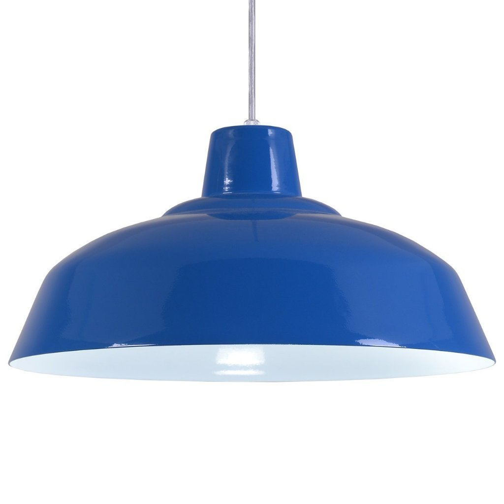 Pendente Retrô 34cm Luminária Lustre Alumínio Azul Royal - T&T Iluminação - 3