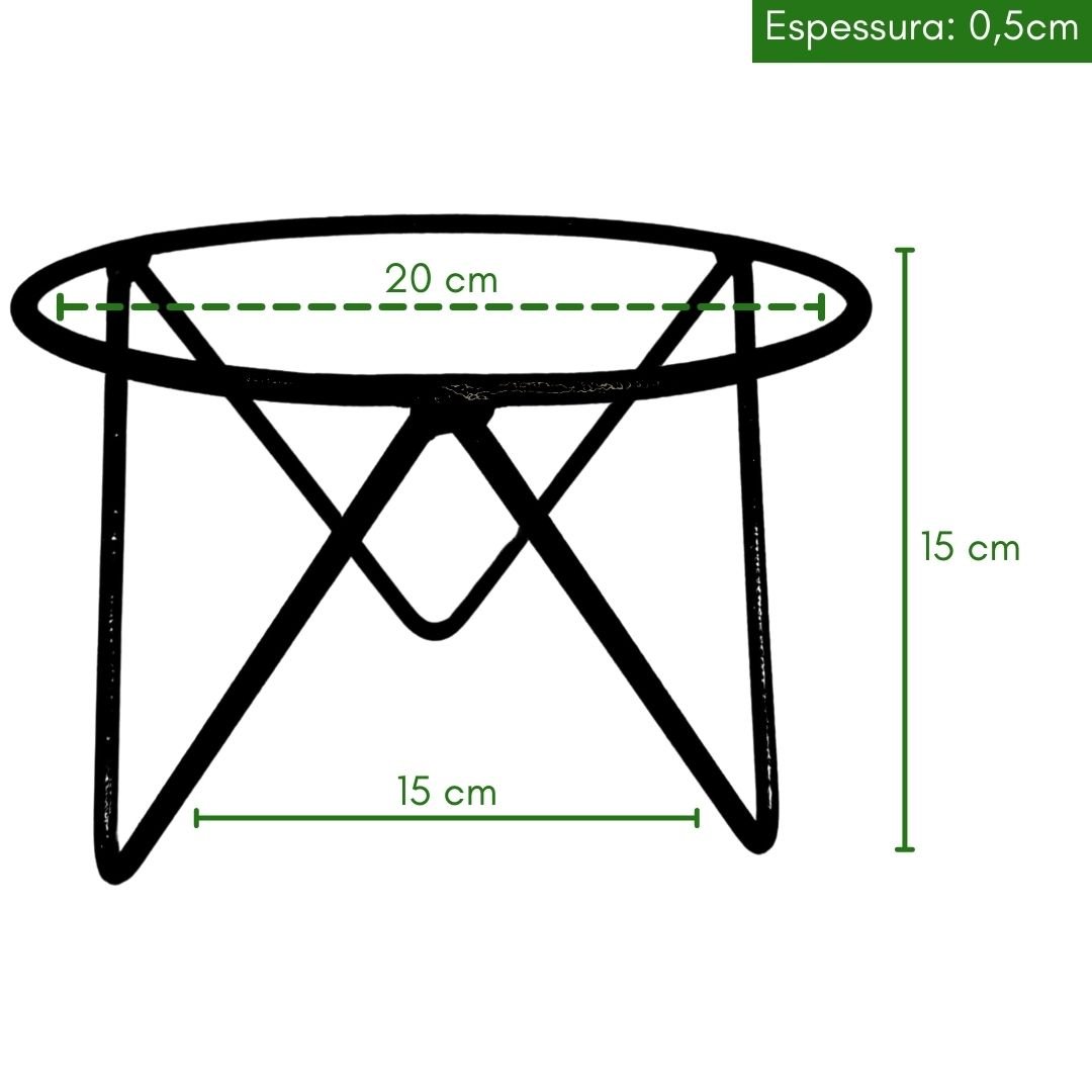 Suporte Tripé de Ferro para Bacias de 20cm Plantas de Chão COR:Marrom - 8