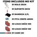 Ver imagem 6 de Rolo Pele de Carneiro 23cm + Suporte 23cm + Bandeja 2,7l + 3 Lixas 120 +fita Crepe 48mmx50m + 3 Lixa