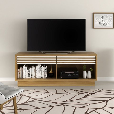 Rack Moderno para TV até 42 Polegadas 150cm Sala de Estar Moderno 1,5 Metros - Tvs , com 2 Gavetas Bege