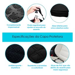 Capa Pet Protetora de Banco Traseiro Impermeável Cor: Preto - 9