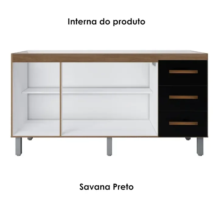 Ver imagem 5 de Balcao sem Tampo para Pia 150cm 9130 Savana Preto Mobbs