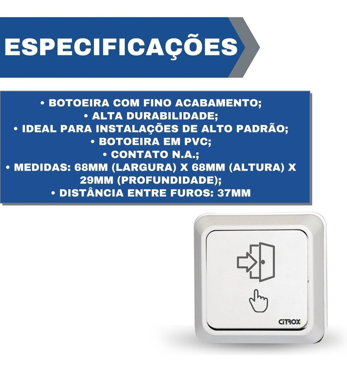 Botoeira Pvc Cube Contato Na/nf De Sobrepor - 2