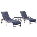 Ver imagem 2 de Kit 2 Espreguiçadeiras Corda Náutica e Mesa Garden em Alumínio para Piscina Edícula Catar Azul