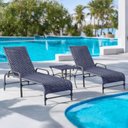 Ver imagem 1 de Kit 2 Espreguiçadeiras Corda Náutica e Mesa Garden em Alumínio para Piscina Edícula Catar Azul