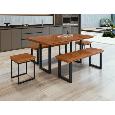 Conjunto Área Gourmet 8 Lugares 2,0x0,90m Capri Paonanda