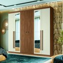 Ver imagem 1 de Guarda Roupa Casal 6 Portas Ripado com Chaves Buriti com Espelhos Santos Andira Jatoba/areia