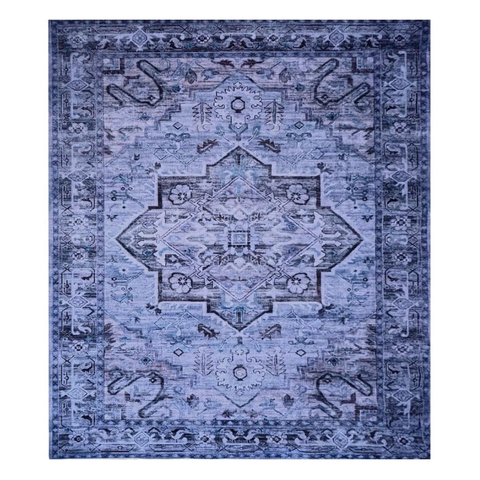 Tapete Sala 240x300 Cm Classico Oriental Reload Azul Roxo