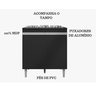 Balcão P/ Cooktop Andreia 4 ou 5 Bocas Preto - Ajl Móveis - 4