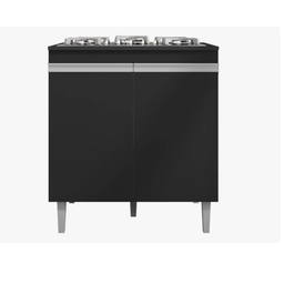 Balcão P/ Cooktop Andreia 4 ou 5 Bocas Preto - Ajl Móveis - 2
