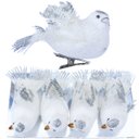 Ver imagem 1 de Kit 8 Decoração Natal Presilha Pássaro Branco com Glitter