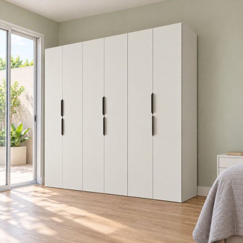 Guarda Roupa Casal Modulado Versa em MDF 6 Portas com 7 Prateleiras 6 Gavetas 2 Cabideiros