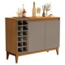 Aparador Buffet Adega Monaco 2 Portas e Pés Madeira Maciça Nature/Gris - 2