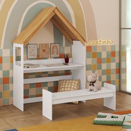 Escrivaninha Infantil Montessoriana Casinha 100% Mdf Petra Espresso Móveis - 1