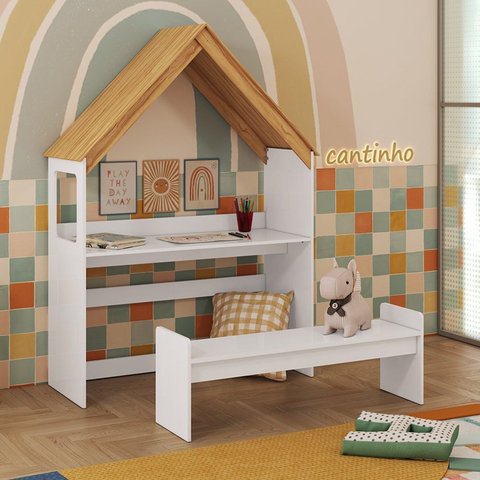 Escrivaninha Infantil Montessoriana Casinha 100% Mdf Petra Espresso Móveis