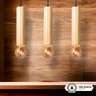 Kit 2 Luminárias Pendentes Cilindro Tubo de Madeira Maciça 1 Metro E27 Lustre Cor Natural Moderno - 6