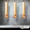 Kit 2 Luminárias Pendentes Cilindro Tubo de Madeira Maciça 1 Metro E27 Lustre Cor Natural Moderno - 7