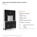 Ver imagem 6 de Cozinha Modulada Master 8 Portas 4 Gavetas Branco Preto Formimóveis