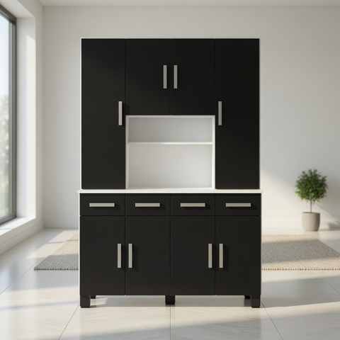 Cozinha Modulada Master 8 Portas 4 Gavetas Branco Preto Formimóveis