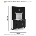 Ver imagem 5 de Cozinha Modulada Master 8 Portas 4 Gavetas Branco Preto Formimóveis