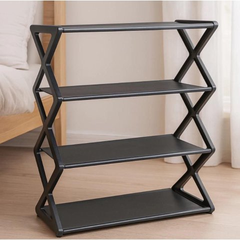 Sapateira Organizador Sapatos Brinquedos Portatil 8 Niveis Luxo Casa Quarto Lavanderia Preto