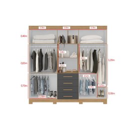 Guarda Roupa Casal com Espelho 6 Portas 4 Gavetas Virtus - 5 Guarda Roupa Casal com Espelho 6 Portas 4 Gavetas Virtus - 5