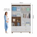 Ver mais imagens de Quarto de Bebê Berço Cômoda 3 Gavetas Guarda Roupa 4 Portas 4 Gavetas Bala de Goma Espresso Móveis