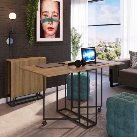 Mesa para Escritório Reunião 4 Lugares Dobrável 142cm 