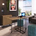Ver imagem 1 de Mesa para Escritório Reunião 4 Lugares Dobrável 142cm Bege/Mel
