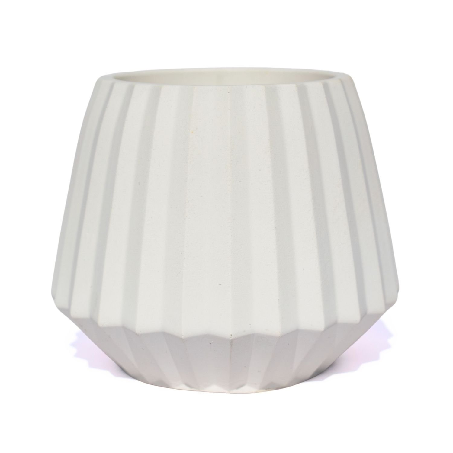 Vaso Decorativo Diamante Artesanal 10,5x13cm em Resina Mineral - Branco