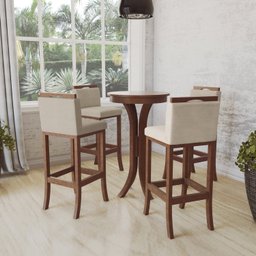 Conjunto 3 Banquetas Altas em Madeira Maciça Londres  - 3