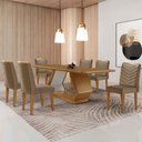 Ver imagem 1 de Mesa para Sala de Jantar Alvorada 180cm Mdf Tampo Laminado Canto Copo e 6 Cadeiras Liz