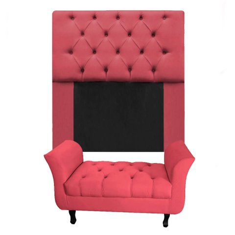 Kit Cabeceira Mirage + Calçadeira Grécia Solteiro 120cm Suede - Ecotec Decor:Vermelho