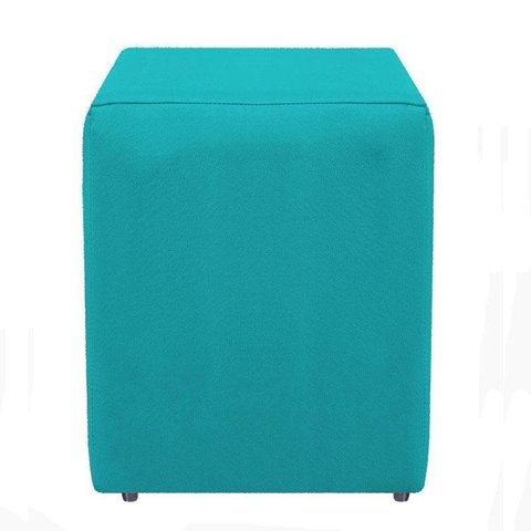 Puf Dado Quadrado Suede Azul Turquesa Para Sala Recepção