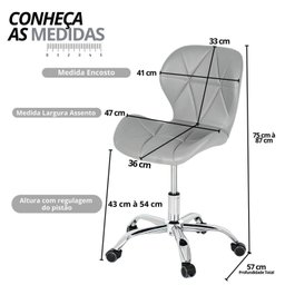 Cadeira de Escritório com Base Giratória Estofada Slim Vegas - 3
