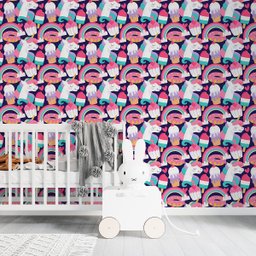 Papel de Parede Adesivo Unicórnio Arco-íris Comida 2,80m - 3