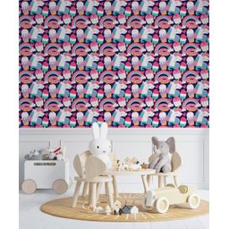 Papel de Parede Adesivo Unicórnio Arco-íris Comida 2,80m - 4