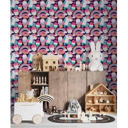 Papel de Parede Adesivo Unicórnio Arco-íris Comida 2,80m - 5