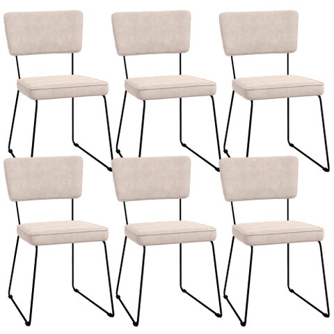 Kit 06 Cadeiras Decorativas Para Sala De Jantar Allana L02 Suede Bege - Lyam Decor