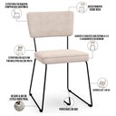 Ver imagem 4 de Kit 06 Cadeiras Decorativas Para Sala De Jantar Allana L02 Suede Bege - Lyam Decor