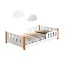 Ver imagem 2 de Cama Montessoriana Infantil com Grade de Proteção Camila Branco com 2 Luminárias e Colchão - Divalot