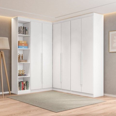 Guarda Roupa Modulado Roupeiro de Canto L 6 Portas 6 Gavetas 4 Prateleiras Versatille