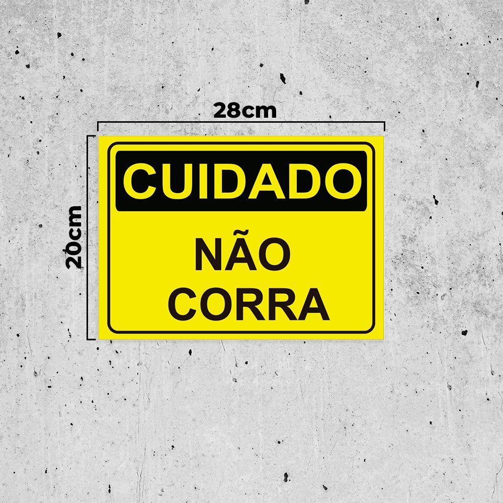 Placa De Sinalização Cuidado Não Corra Em Pvc Madeiramadeira 