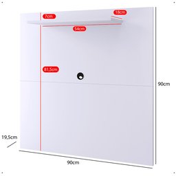 Painel Star Tv 32" Prateleira Superior Inferior 90x90 Decoração Sala Estar Quarto Recepção Branco - 7