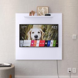 Painel Star Tv 32" Prateleira Superior Inferior 90x90 Decoração Sala Estar Quarto Recepção Branco - 2