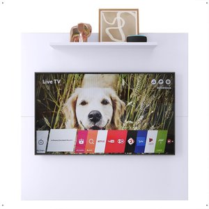 Painel Star Tv 32" Prateleira Superior Inferior 90x90 Decoração Sala Estar Quarto Recepção Branco