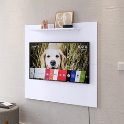 Painel Star Tv 32" Prateleira Superior Inferior 90x90 Decoração Sala Estar Quarto Recepção Branco - 3